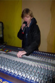 Nigel Meddemmen from Martin Audio sets up the monitor sound-desk