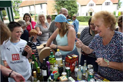 Village Fete in Aston Abbotts Tombola stall